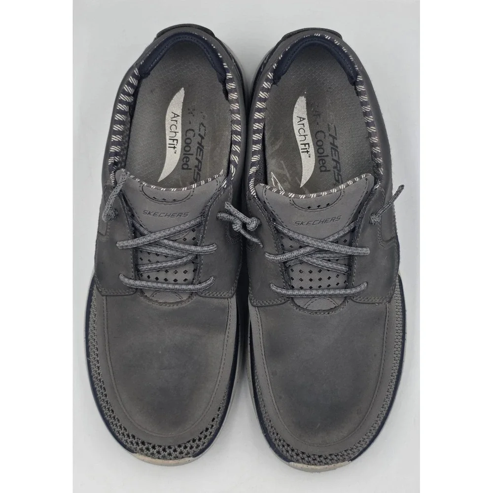 Skechers Arch Fit Melo Waymer Mens 9 Charcoal Slip On Walking Shoes Gray